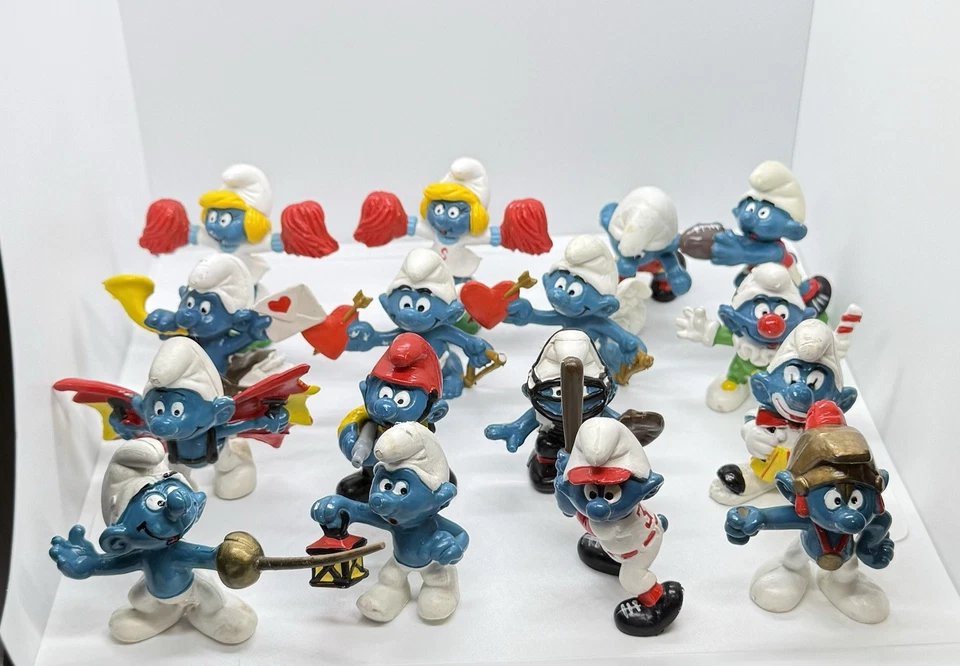 Lote de 19 bonecos vintage The Smurfs 2" Schleich Peyo - - Imagem 2 de 4