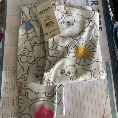 Care Bear Print Leggings Light Blue Pull On Girls Medium 7-8 NWT NEW