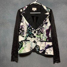 Alberto Makali 100 Silk Blazer Jacket Women  s M Abstract Print Made in USA