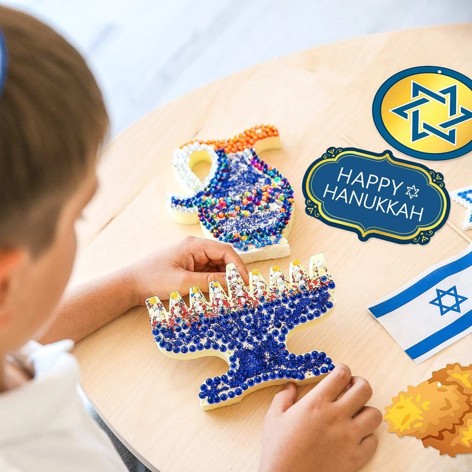Happy Hanukkah Banner Blue Garland Door Sign Photo Booth Party Decor - Image 4 of 4