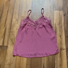 Abercrombie Fitch Rose Pink Eyelash Lace Trim Camisole Tank Size XS Romantic