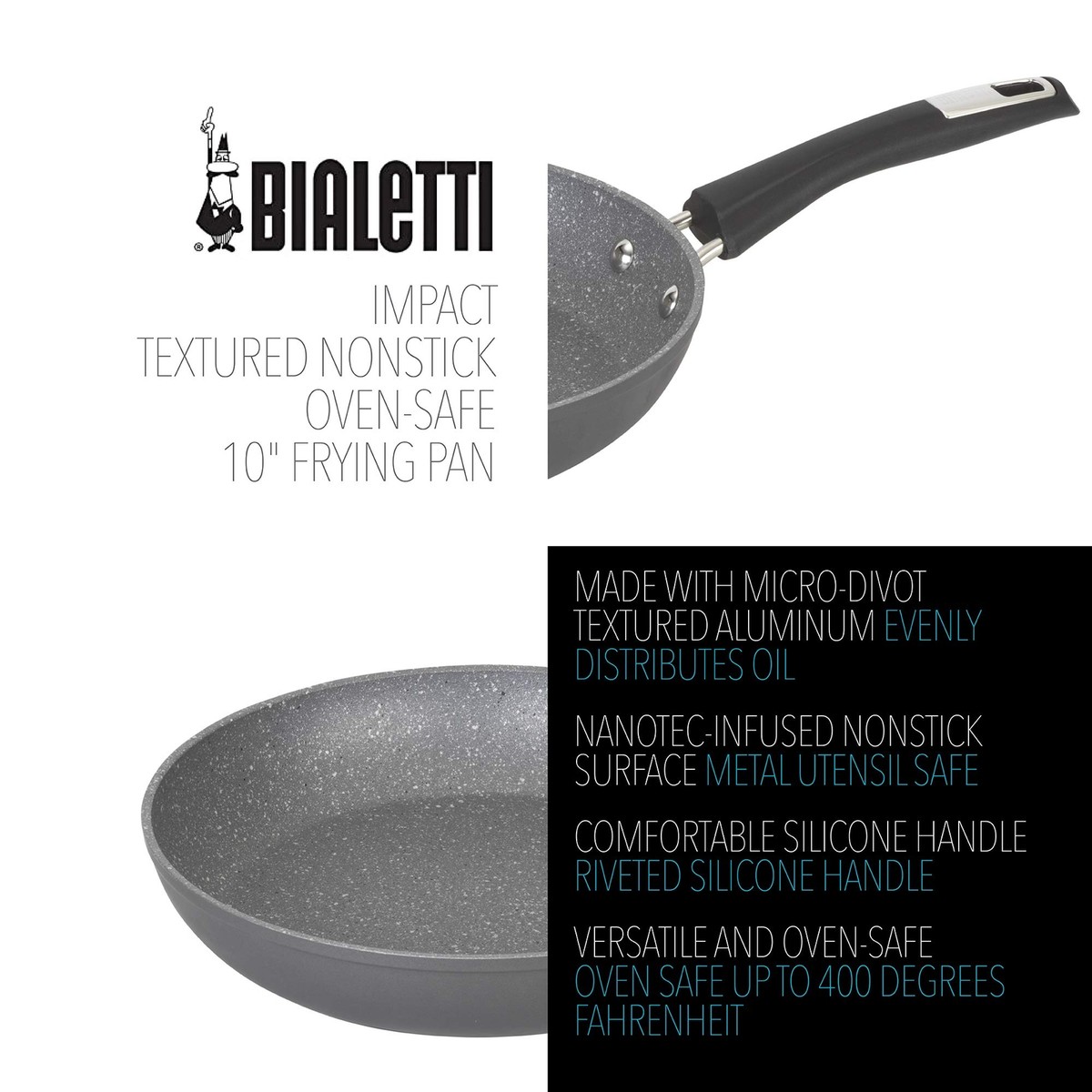 Bialetti Nonstick Impact, 10 Saute Pan, Gray
