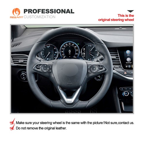 MEWANT Custom Genuine Leather Steering Wheel Cover for Opel Astra K Corsa F - Picture 2 of 10