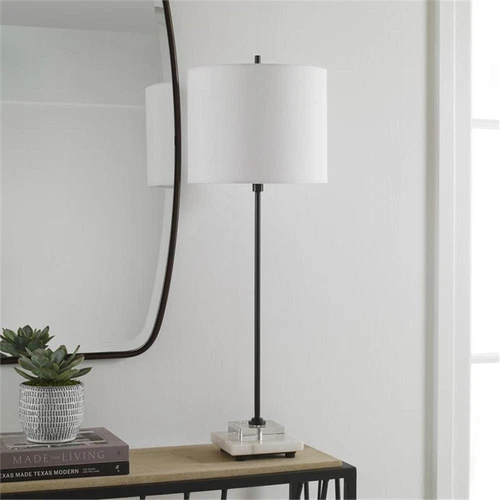 Uttermost Ciara Sleek and Simple Metal Buffet Lamp in White/Satin Black - Picture 6 of 8