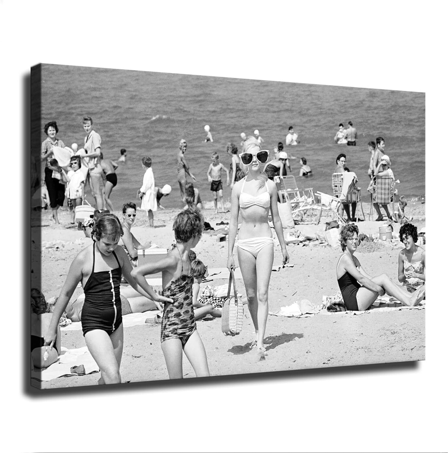 Beach Swimsuit Fashion Women's Sunglasses Photography Black And White Poster-image