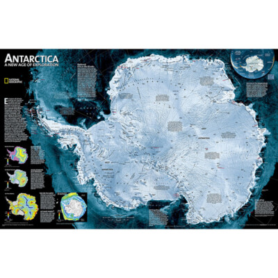 NATIONAL GEOGRAPHIC MAPS NGMRE00620144 Antarctica Satellite Map Laminated