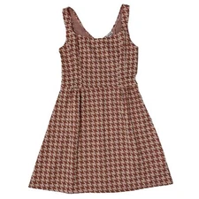 Love Ady Houndstooth Pattern Dress Preppy Fit & Flare Mini Women's Size M/L Pink
