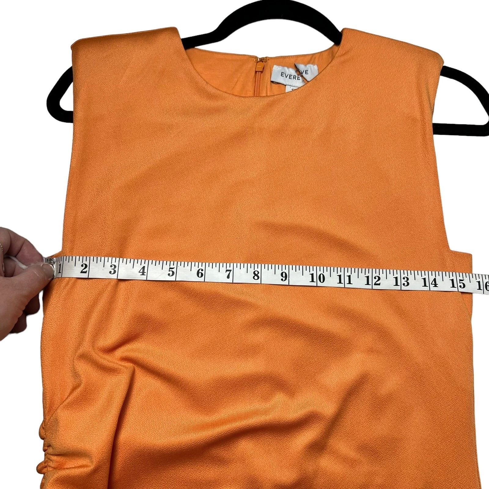 VETEMENTS Abito donna Evereve arancione piccolo rouched midi senza maniche maglia cappuccio spalline