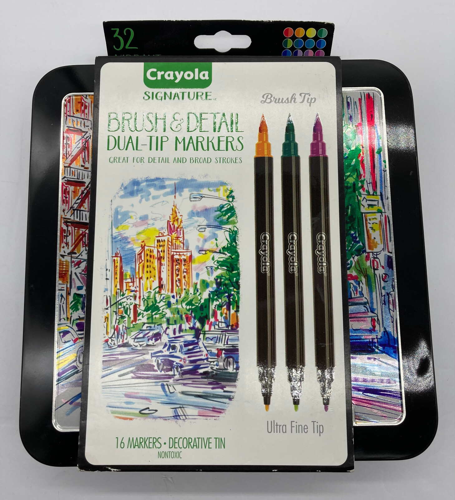. 16 Pens/32 Colors In Tin