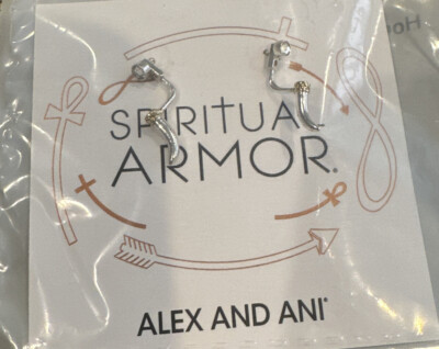 Alex and Ani Sterling Silver Horn Crystal Front Back Drop Earrings