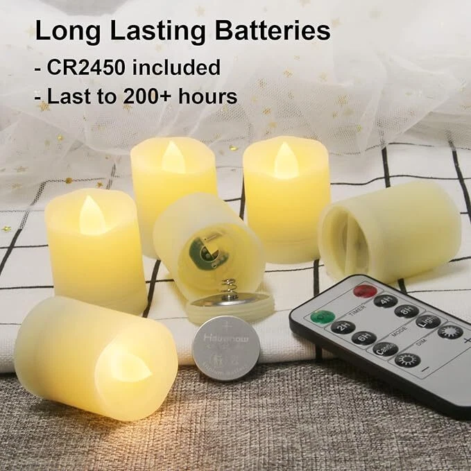 LED Flameless Candles Tea Lights Candle Votive Flameless Candle w/ Remote &Timer - Image 3 of 4