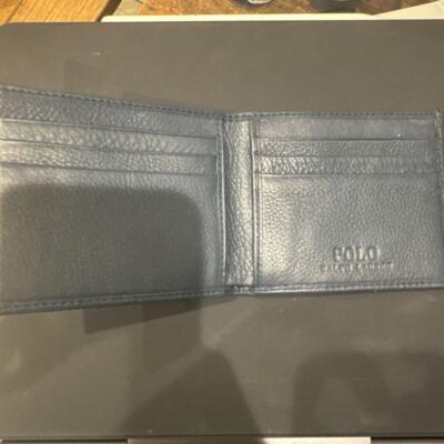 Polo Ralph Lauren Wallet Bifold Navy Leather Unisex | eBay