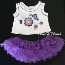 Build-A-Bear BUTTERFLY TANK TOP, GEMS, PURPLE TUTU SKIRT Teddy Clothes Outfit