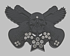 Skull Belt Buckles Black Metal Vintage Halloween Party Music Guitars Rhinestones