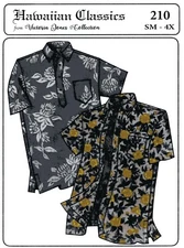 Men's Traditional Hawaiian Aloha Shirt S-4XL Victoria Jones Sewing Pattern # 210