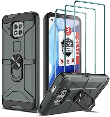 Moto G Power Case, Moto G Power 2021 Case with [3X Tempered Glass Screen Protect