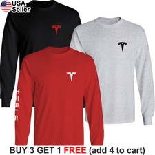 Tesla Long Sleeve T-Shirt Motors Logo Model S 3 X Y Elon Musk Racing Chest BTS02