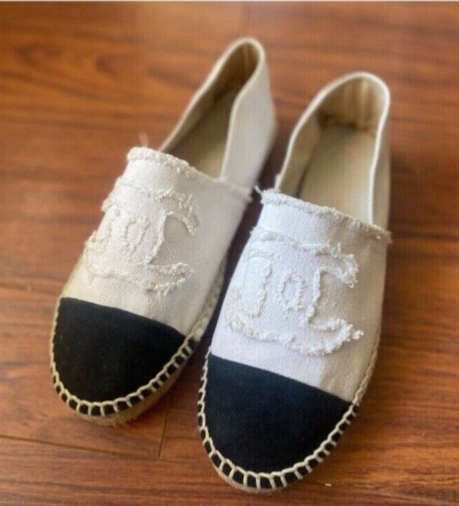 Chanel Canvas ivory white Espadrilles size 42 | eBay
