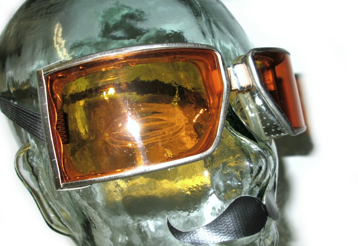 Antique WWII Cesco Amber Goggles Sunglasses Safety Glasses Vtg Old 
