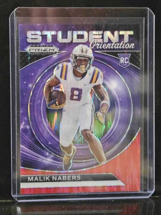 Malik Nabers 2024 Panini Prizm Draft Picks-Student Orientation, Red Flash /49 RC