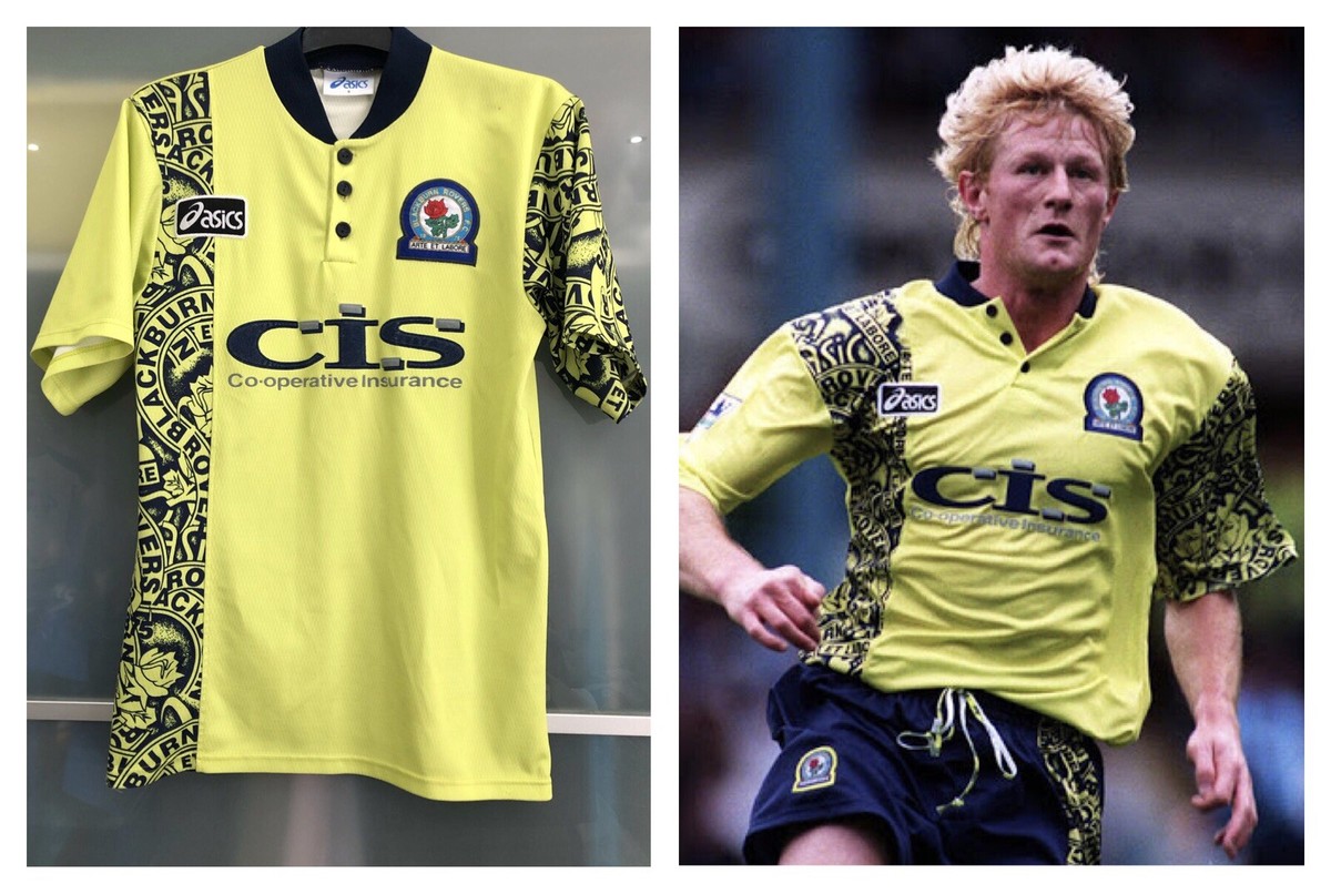 Official ASICS Blackburn Rovers Small Away S Shirt 1996 / 97 Top