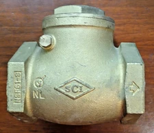SMITH-COOPER 9191 BRASS SWING CHECK VALVE, 2" NPT FEMALE, NON-POTABLE WATER ONLY
