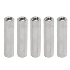 5 Pcs Hex Coupling Nut M8 X 1.25 Female Thread 13Mm Outer Diameter 60Mm Length 3