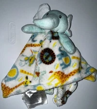 Cribmates Aqua Blue Elephant Plush Lovey Small Security Blanket