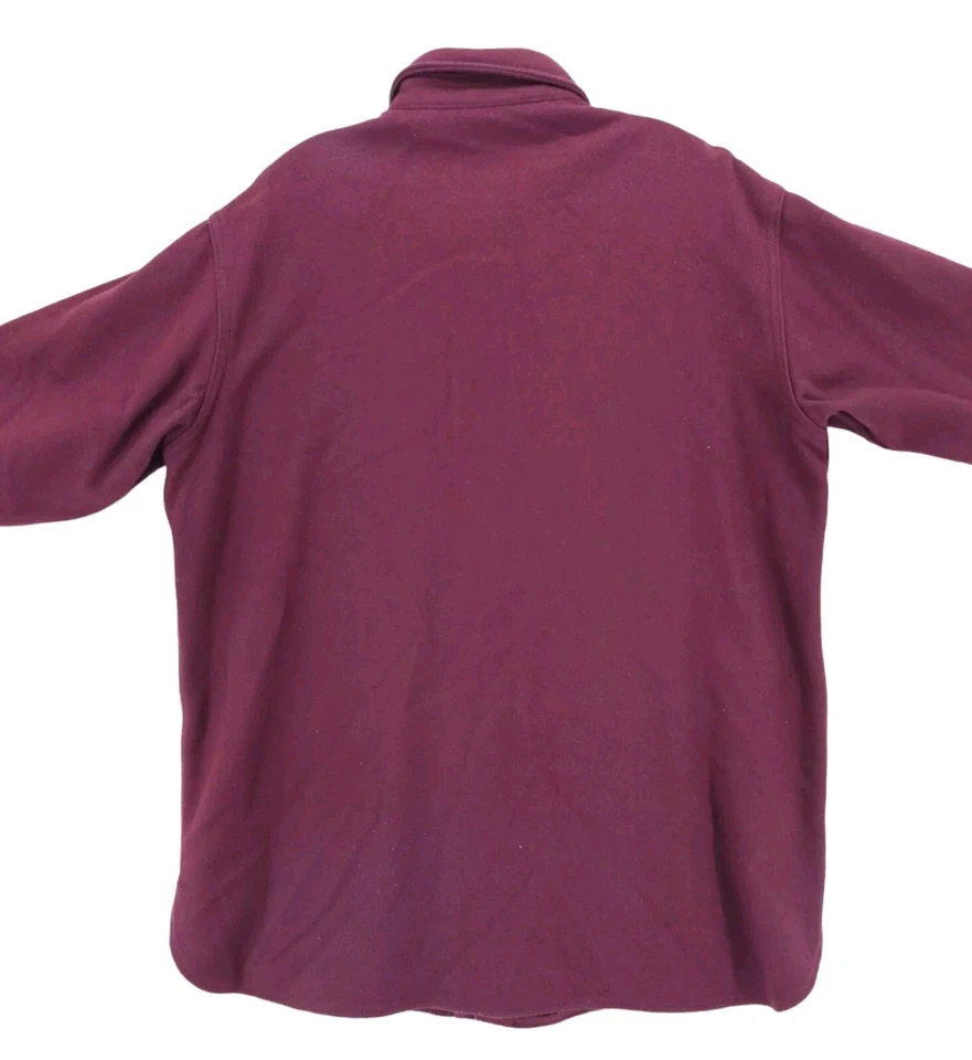 Vintage Lands End Wool Blend Maroon Red Thick Shirt MADE IN USA Size LARGE - Image 4 of 4