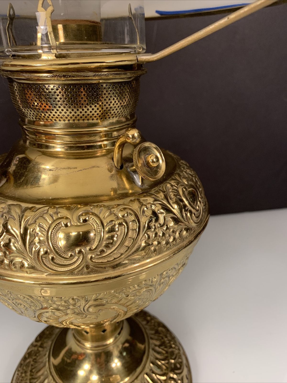 Vintage MILLER Electrified Brass JUNO Oil Lamp White Shade RARE USA eBay