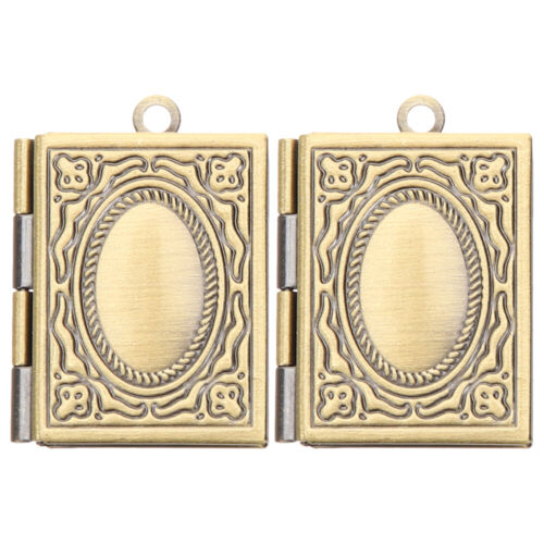  2 pièces pendentif cadre de livre femmes collier pour hommes médaillon - Photo 1/20