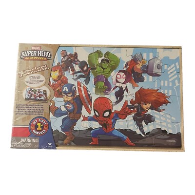 Marvel Super Hero Adventures 7pack Wood Puzzle Set with Storage Box