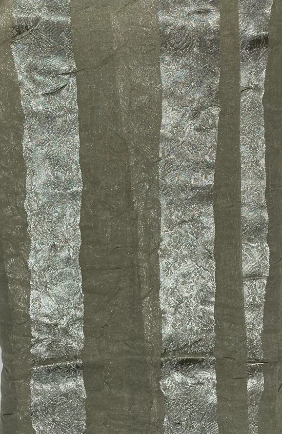 Crystal Green 84" Shimmering Striped Sheer Rod Pocket Single Curtain Panel - Image 4 of 4