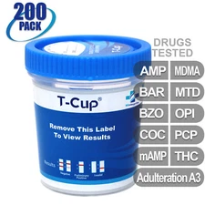 NEW Mintegrity Drug Test 11-Panel T-Cup Urine Home Kit 200-Pack #MI-TDOA-3104A3