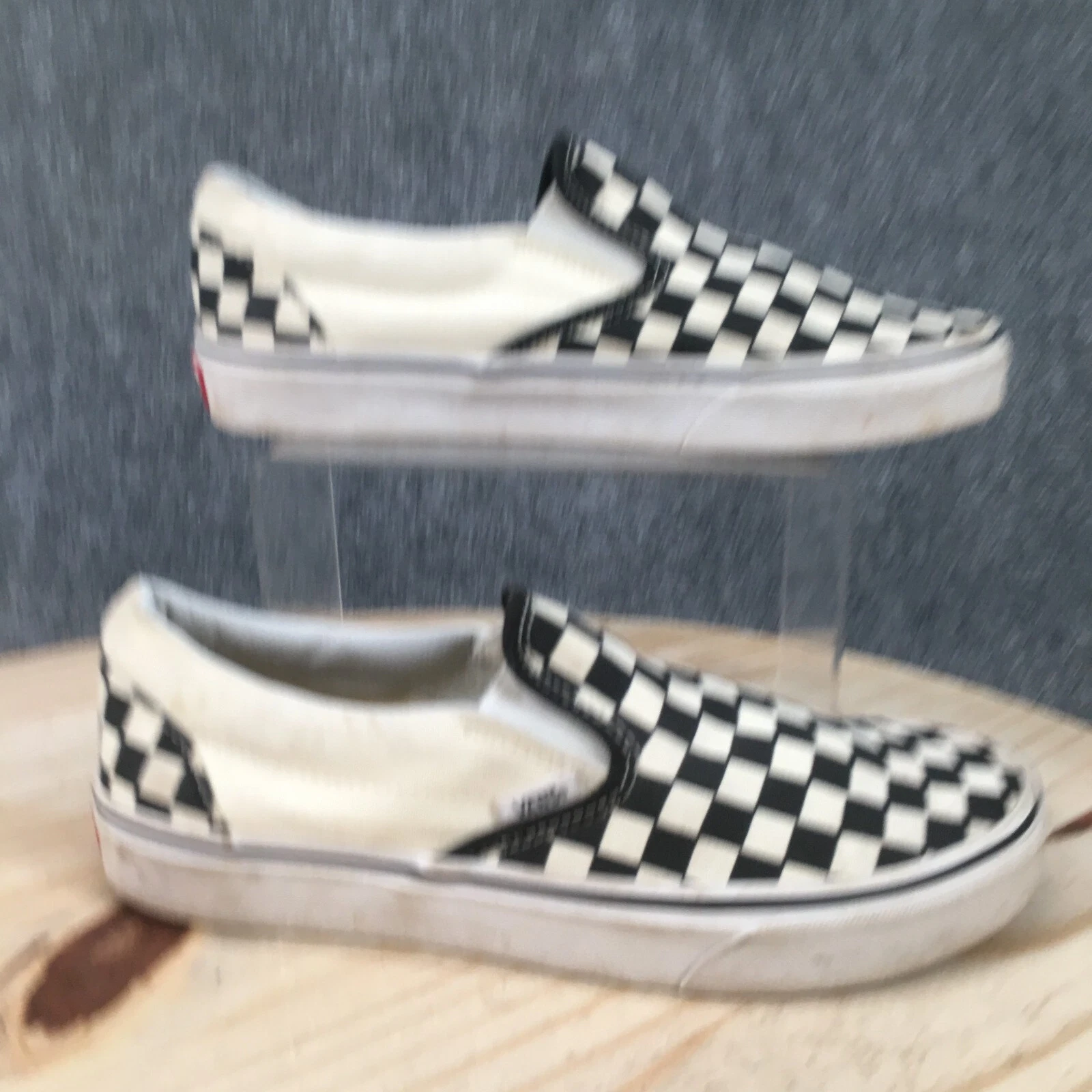 Scarpe Vans uomo 8 donna 9 5 sneakers slip on a quadri nero tela 721356