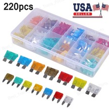 220pcs Mini Blade Fuse Assortment For Car Motorcycle SUV FUSES Kit APM ATM US
