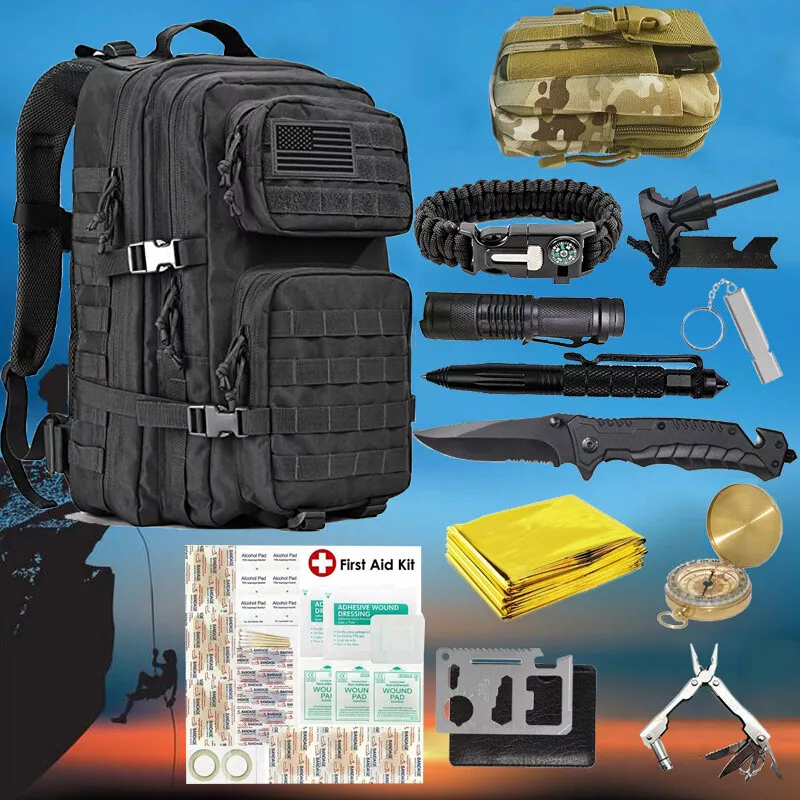 Bug Out Bag Survival Kit Emergency Backpack Prepper Supplies First Aid Gear  Set