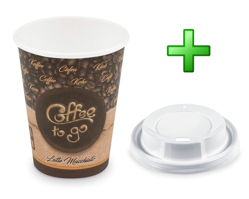 Kaffeebecher Einweg Pappbecher Coffee to go 80-400ml 6 Größen Auswahl Deckel Set - Bild 58 von 63