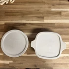 Corning Ware Vintage White P-43-B 700ml and F-16-B 500ml with lids P43/F16 PC