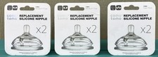 LOT OF 3 Comotomo Replacement Silicone Nipples 2 Medium Flow, 1 Fast Flow NEW