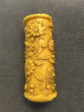 Candle vintage 1960's German handcrafted pillar bees wax folk art 8&rdquo; Sunflowers