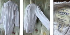 VTG VICTORIA'S SECRET COUNTRY SHORT NIGHT GOWN WHITE ALL COTTON LACE PINTUCK L