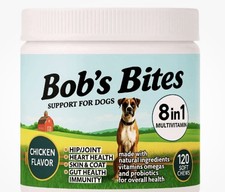 Bob s Bites for Dogs Chicken Flavor 8-in 1 Multivitamin. 120 Soft Chews