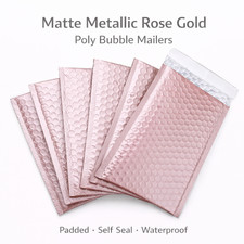 500 Matte Metallic Rose Gold Poly Bubble Mailers 000 4x8 Padded Envelopes