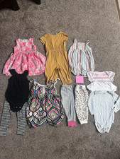 Baby Girl 6-12 Months Cotton Lot Dresses Rompers Pants Multicolor