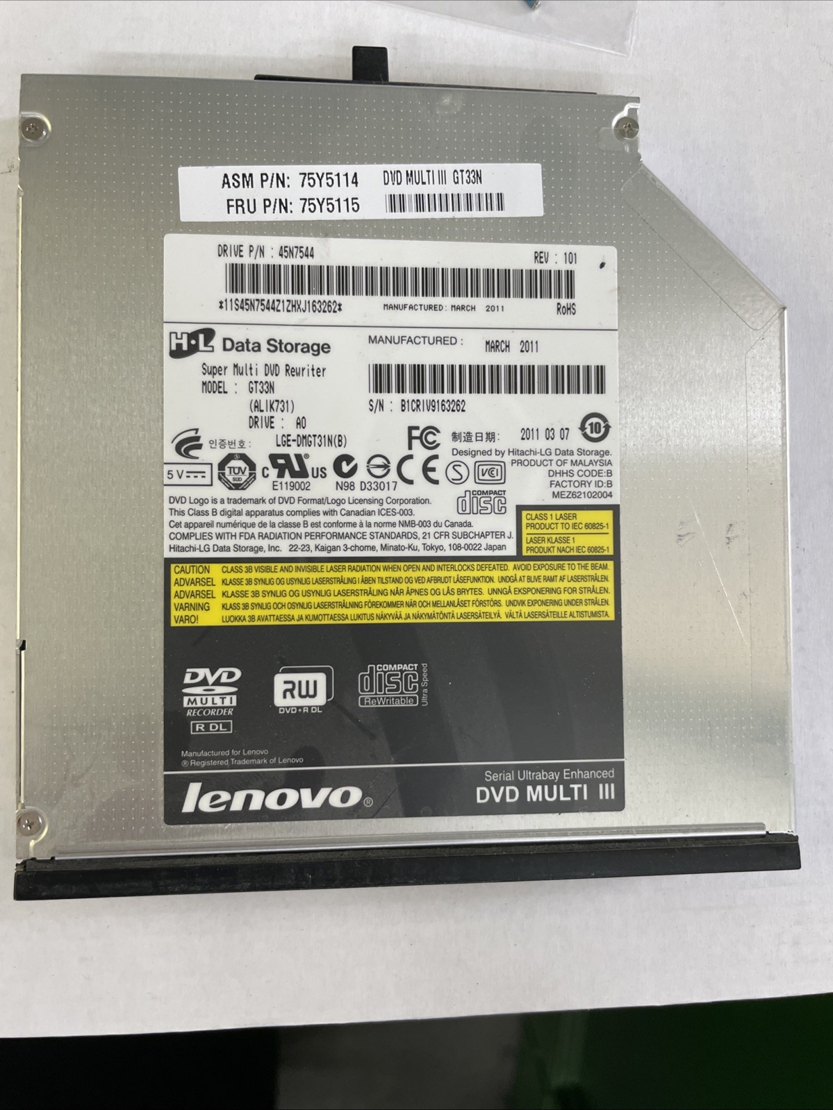 LENOVO MULTIBURNER FRU: 75Y5115 DVD MULTI III GT33N LENOVO T420