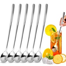 Stainless Steel Long Handle Ice Tea Spoons Set 9.5 Inch Coffee Cocktail Dinner
