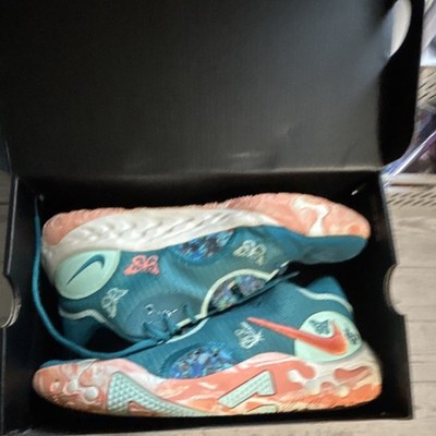 Nike Butterfly Pattern Teal Orange White Basketball Shoes Low Top Mesh Sneaker