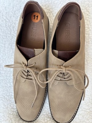 GUESS Men's Perforated Oxford Casual Shoes Beige Brown Size 11 Lightweight