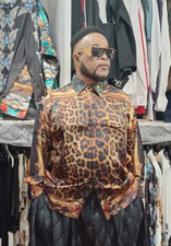 Chemise en soie imprimée Léopard signée GIANMARCO ROOSEVELT   Taille 50 (italie)